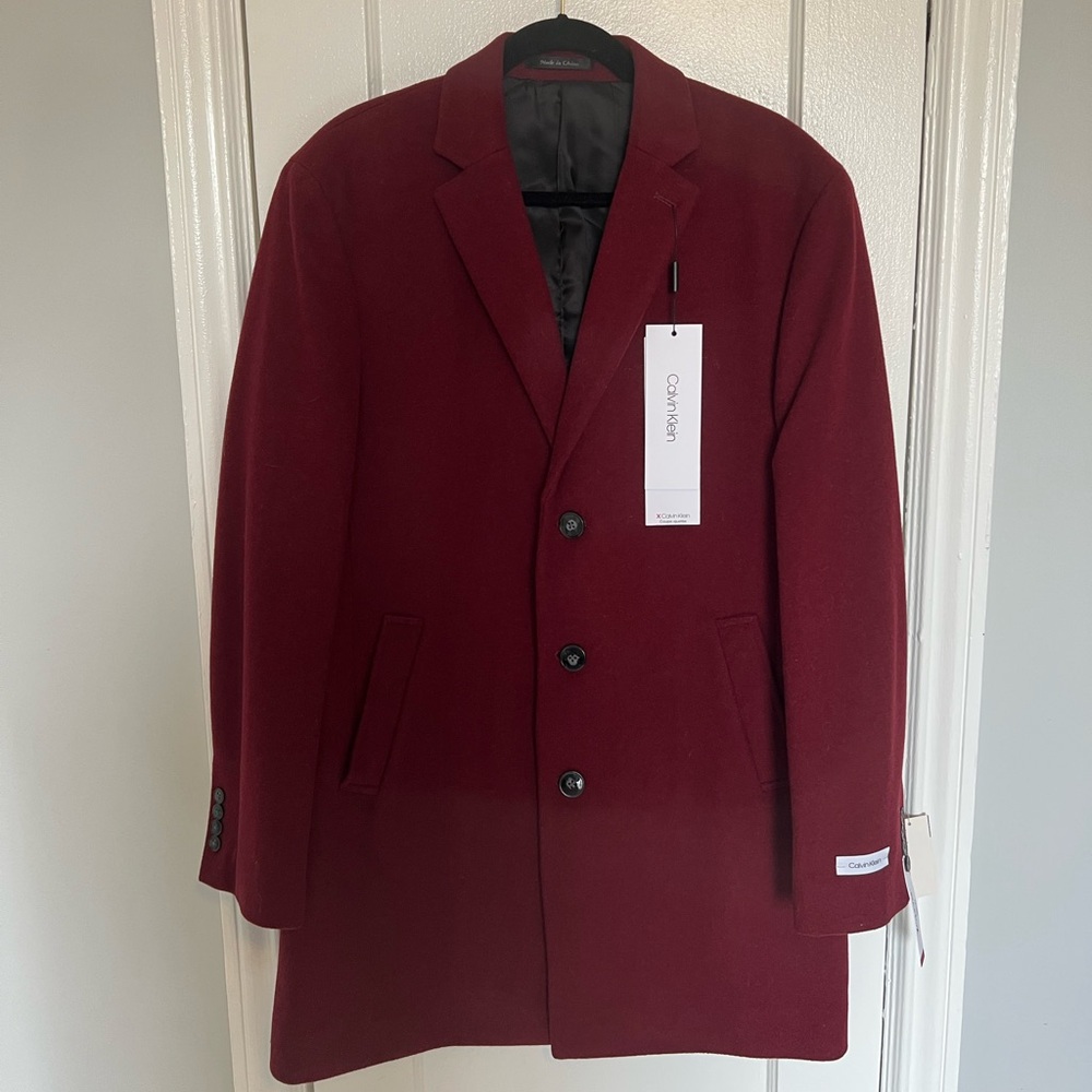 Men’s Calvin Klein wool Pea Coat - red - size 42 long